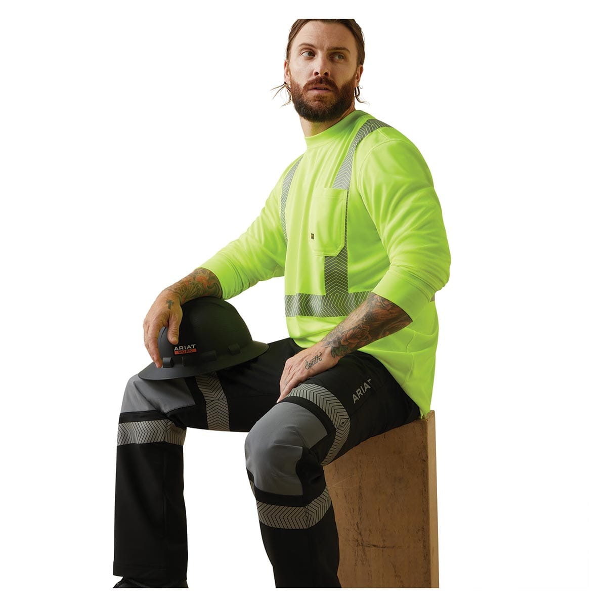 Brite Lime Ariat Rebar ANSI Class 2 Hi-Vis Long Sleeve T-Shirt