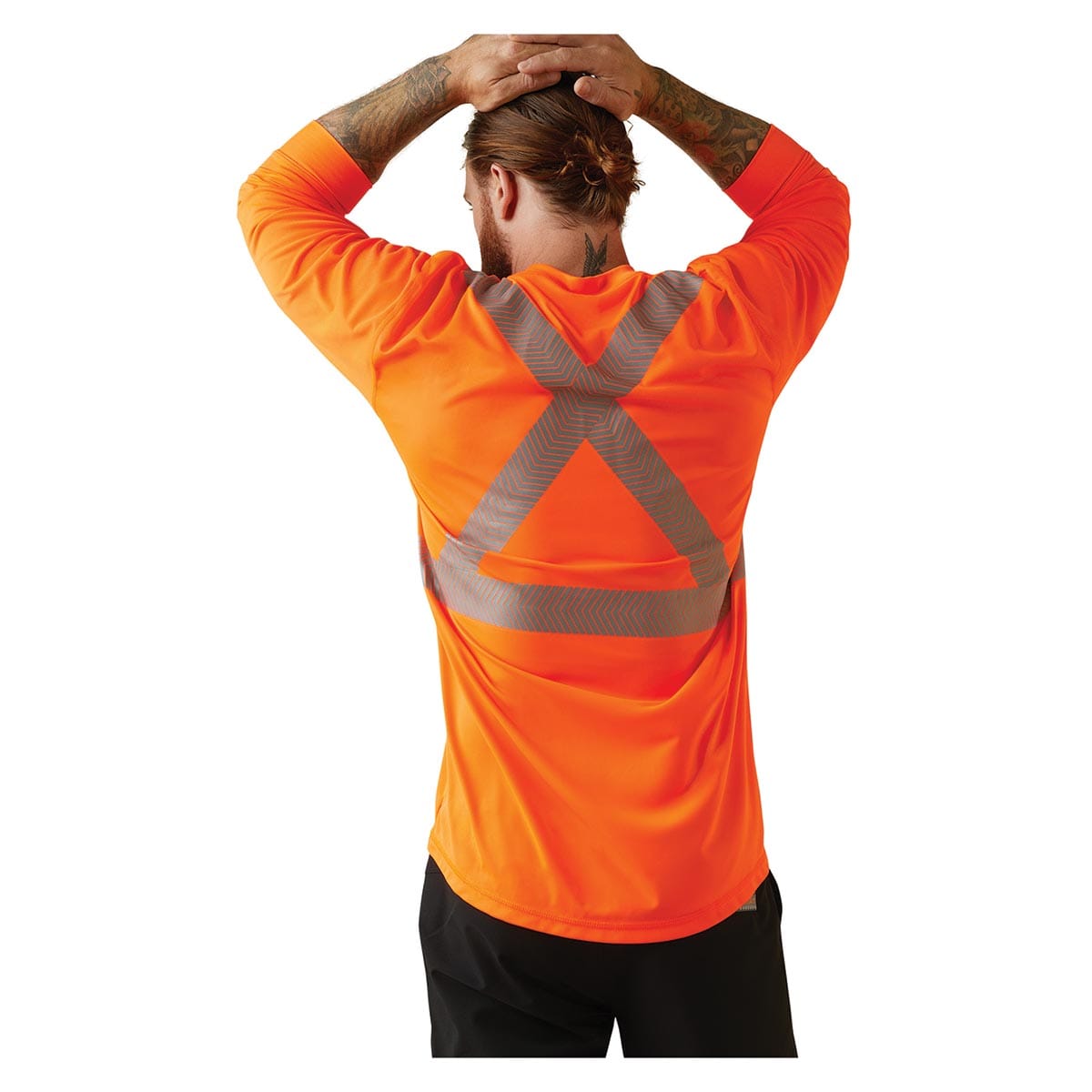Bright Orange Ariat Rebar ANSI Class 2 Hi-Vis Long Sleeve T-Shirt