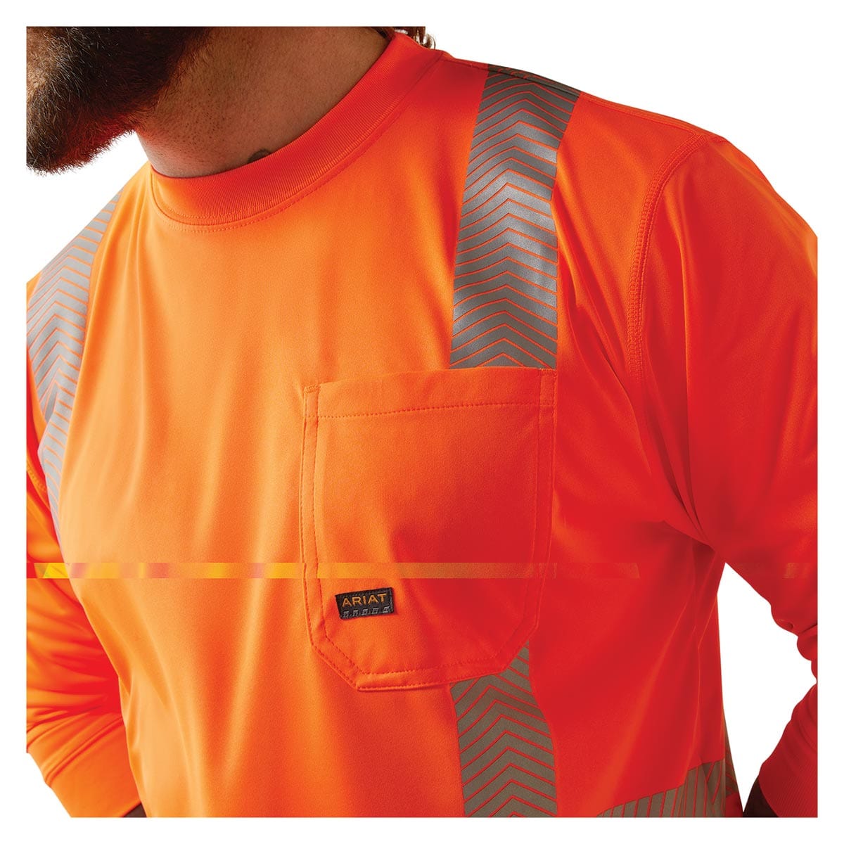 Bright Orange Ariat Rebar ANSI Class 2 Hi-Vis Long Sleeve T-Shirt