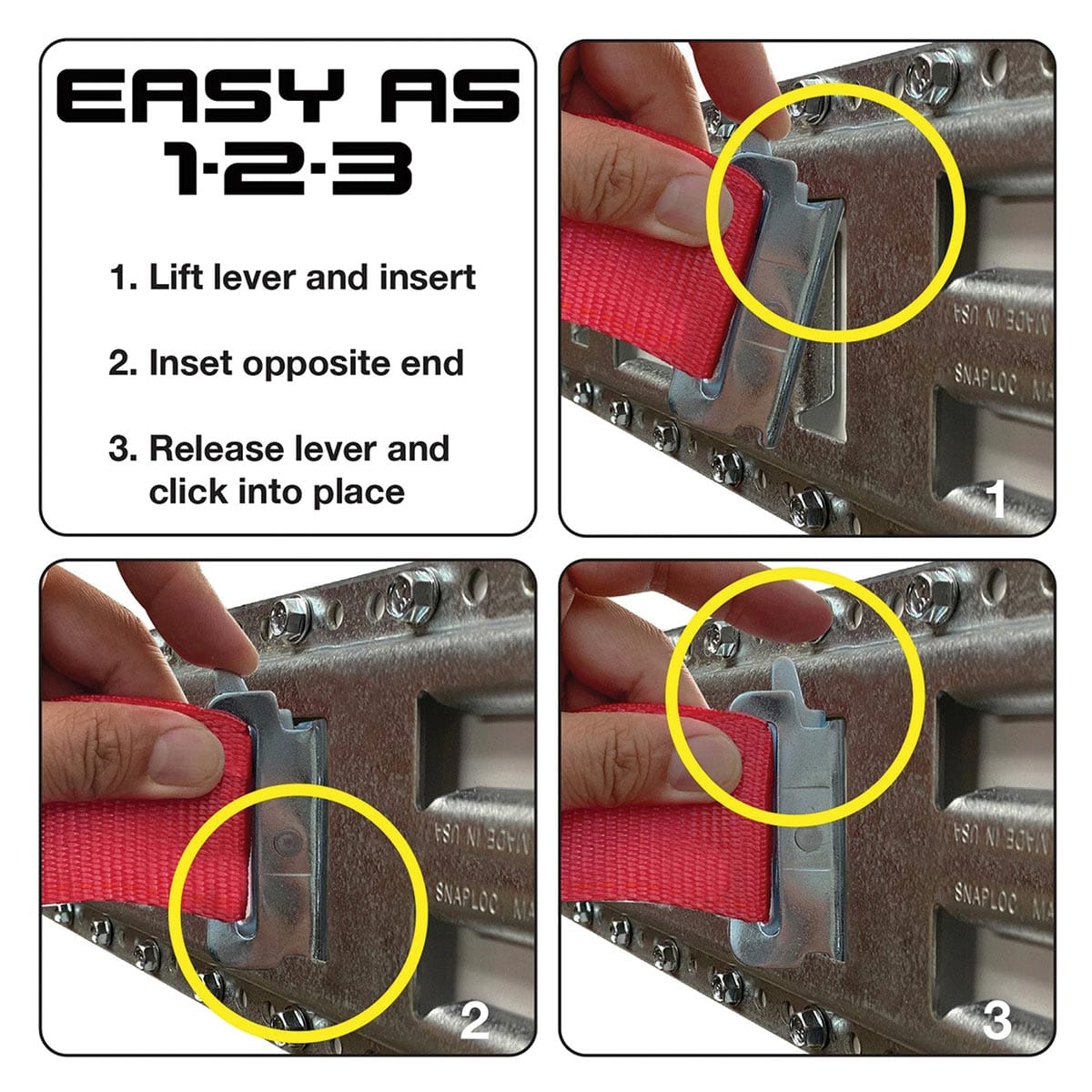 Fast Track Tie Rack Snap-Loc Fast-Track E-Track Galv. Steel Tie-Downs, 2/Pkg. | Gemplers