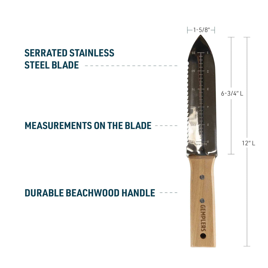 Gemplers Hori Hori Knife with Wood Handle