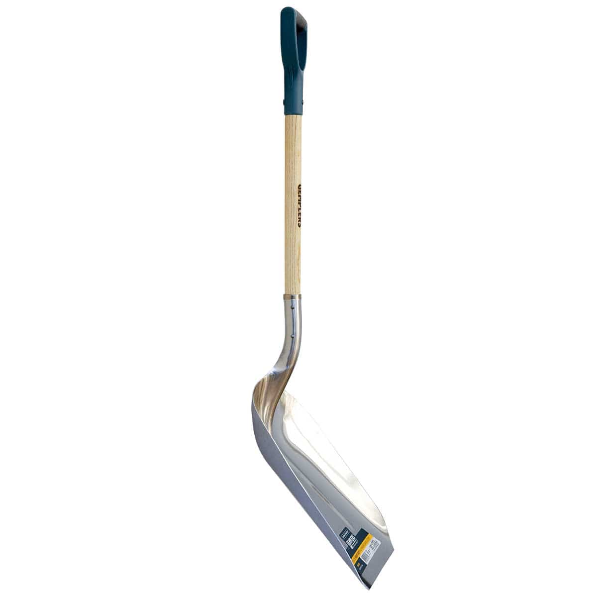Side view of the Gemplers Aluminum Scoop Shovel with Wood Handle