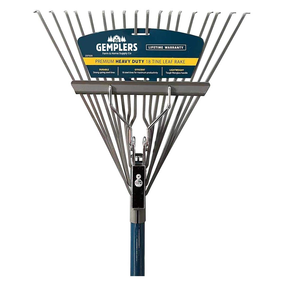 Gemplers 18-Tine Spring Brace Leaf Rake with Fiberglass Handle
