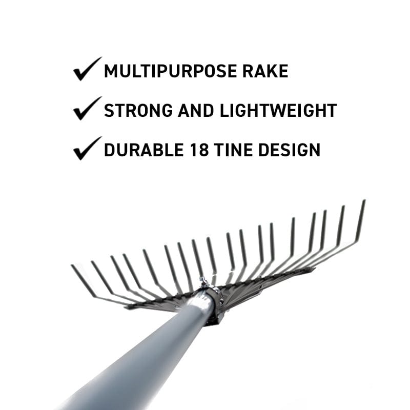 TRG Inc. Shrub Rake – 9-Inch Wide Head, 55-Inch Fiberglass Handle For Garden & Yard Work