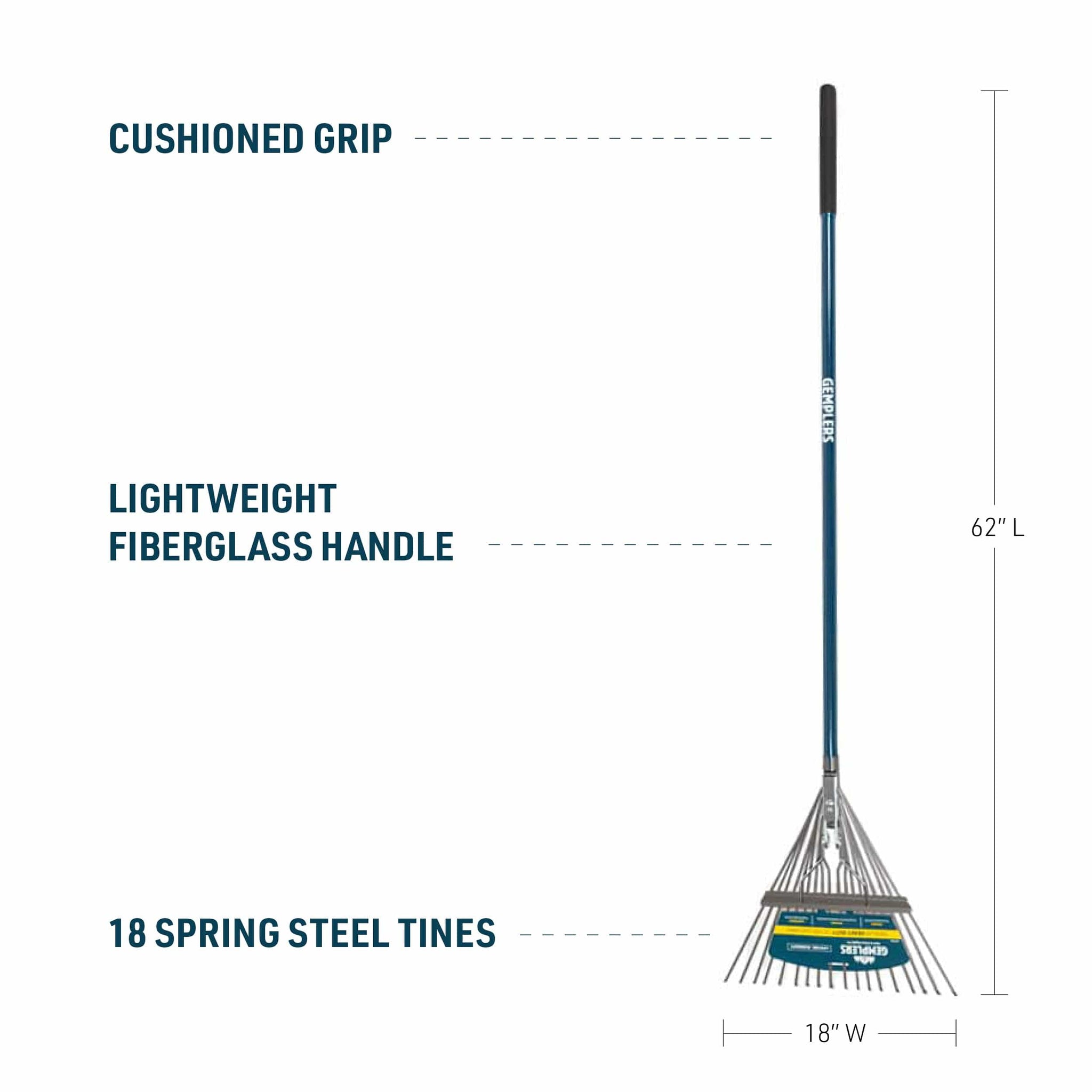 Gemplers 18-Tine Shrub Rake with Fiberglass Handle