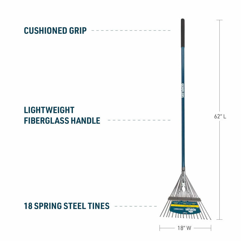 Gemplers 18-Tine Shrub Rake with Fiberglass Handle