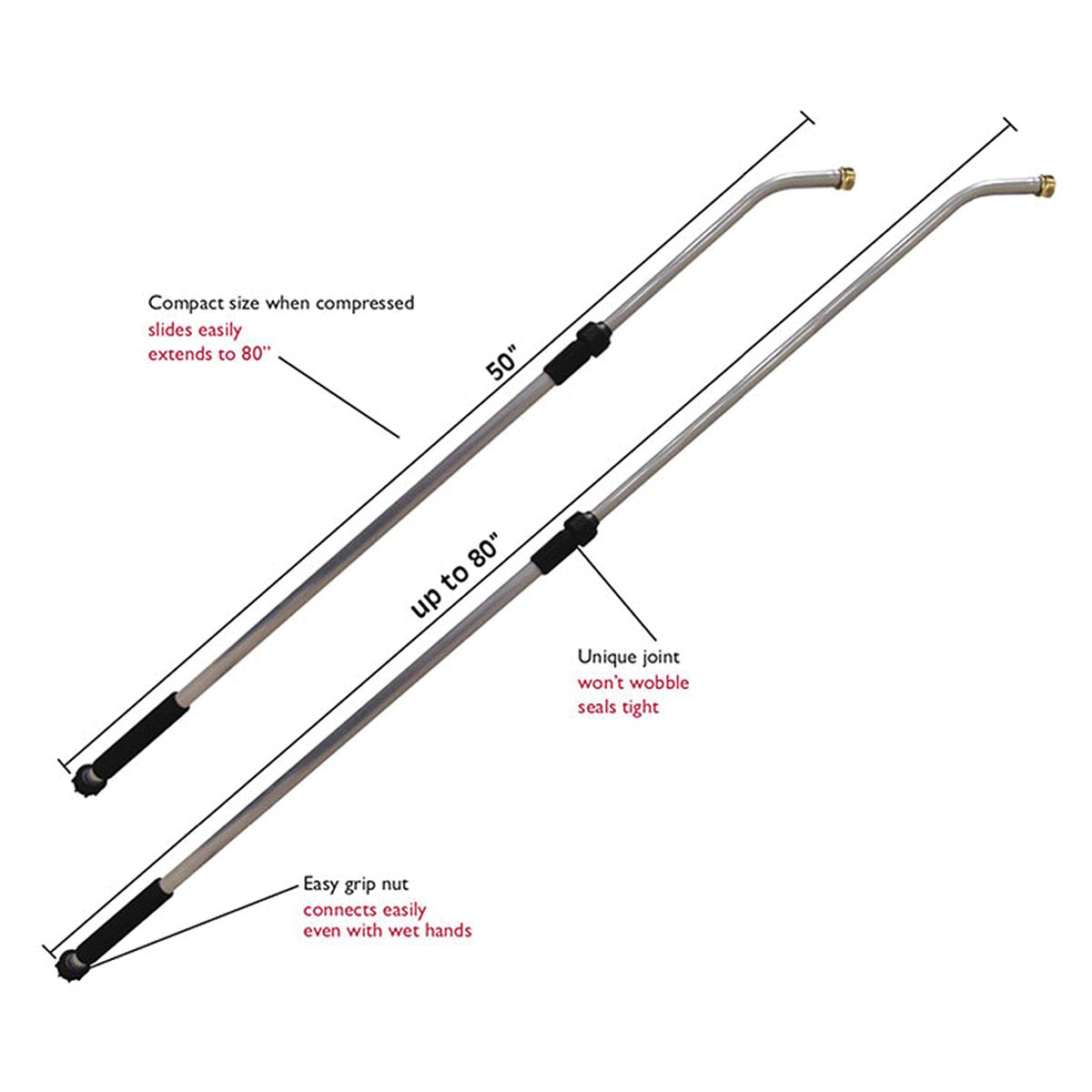 Dramm Telescoping Handi-Reach Handle, 50"-80"