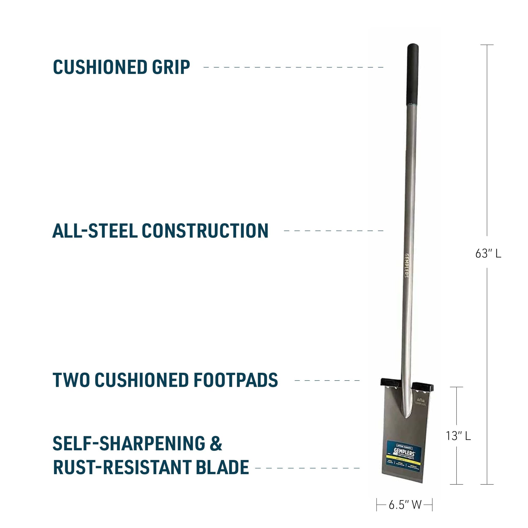 Gemplers Long Handle All-Steel Spade