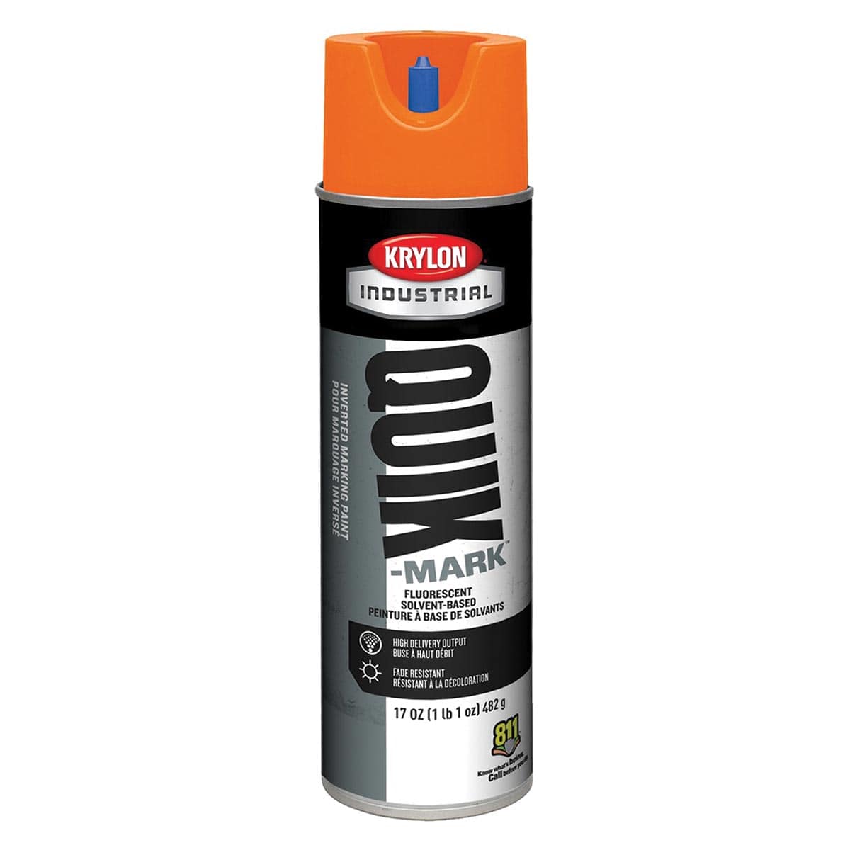 Fluorescent Orange Krylon Quik-Mark Solvent-Based Inverted Marking Paint, Qty. 12