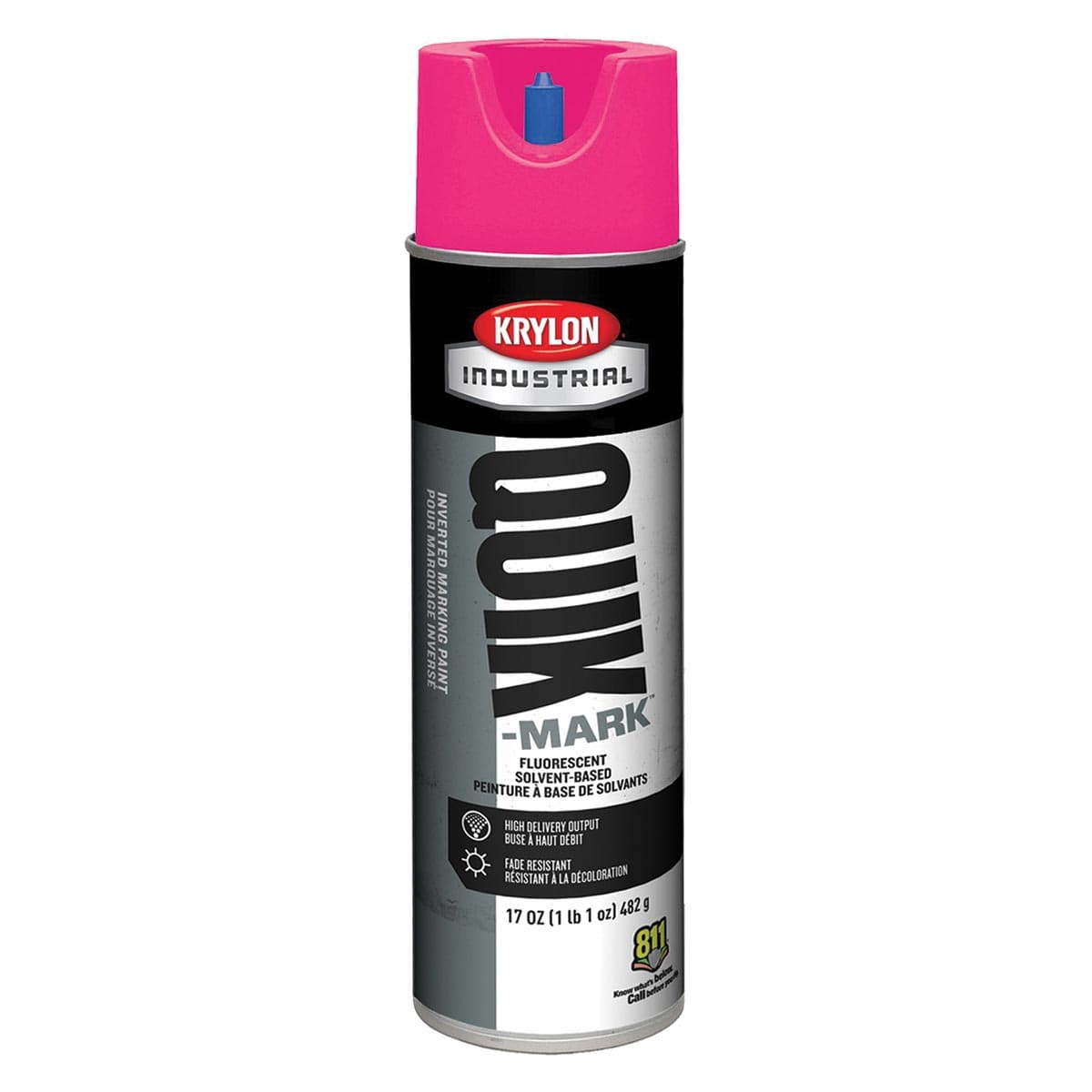 Fluorescent Pink Krylon Quik-Mark Solvent-Based Inverted Marking Paint, Qty. 12