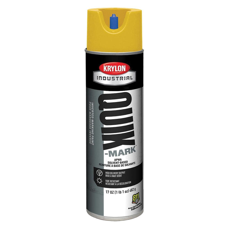 Hi-Vis Yellow Krylon Quik-Mark Solvent-Based Inverted Marking Paint, Qty. 12