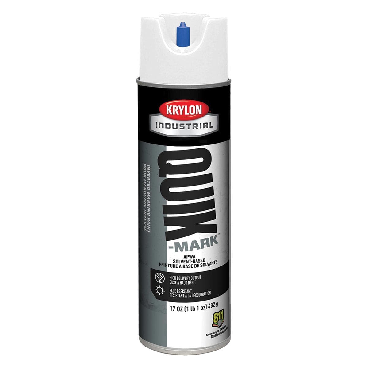 White Krylon Quik-Mark Solvent-Based Inverted Marking Paint, Qty. 12