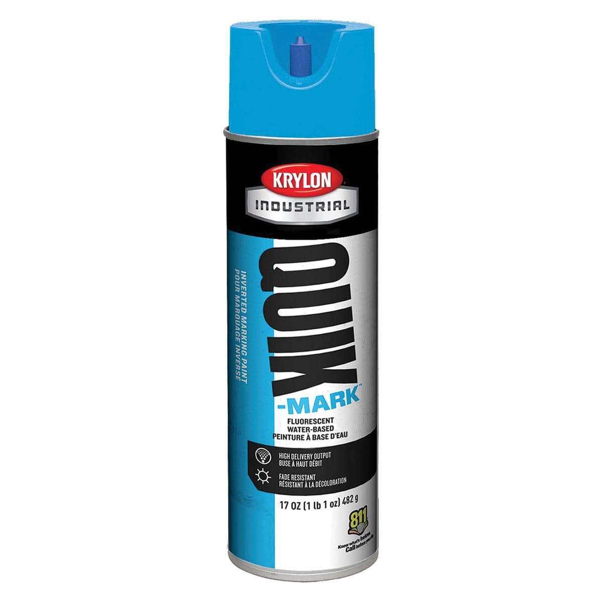 Fluorescent Blue Krylon Quik-Mark Water-Based Inverted Marking Paint, Qty. 12