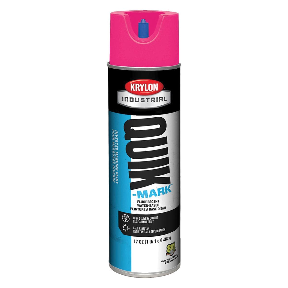Fluorescent Pink Krylon Quik-Mark Water-Based Inverted Marking Paint, Qty. 12