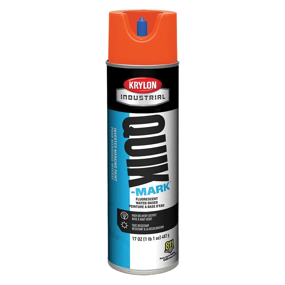Fluorescent Red-Orange Krylon Quik-Mark Water-Based Inverted Marking Paint, Qty. 12