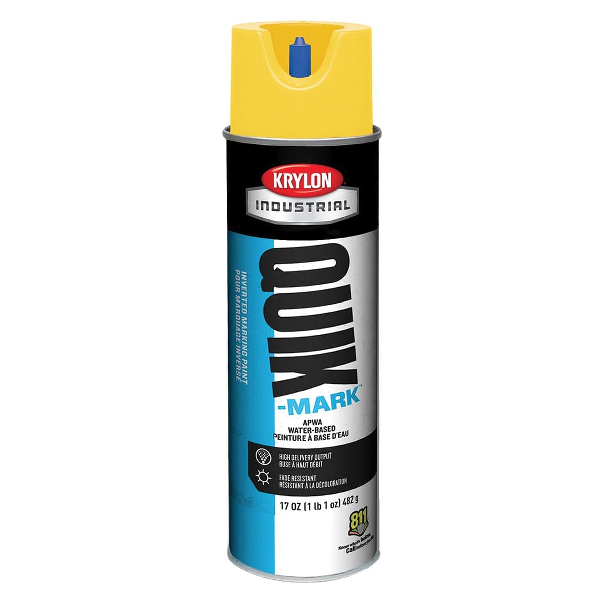 Hi-Vis Yellow Krylon Quik-Mark Water-Based Inverted Marking Paint, Qty. 12