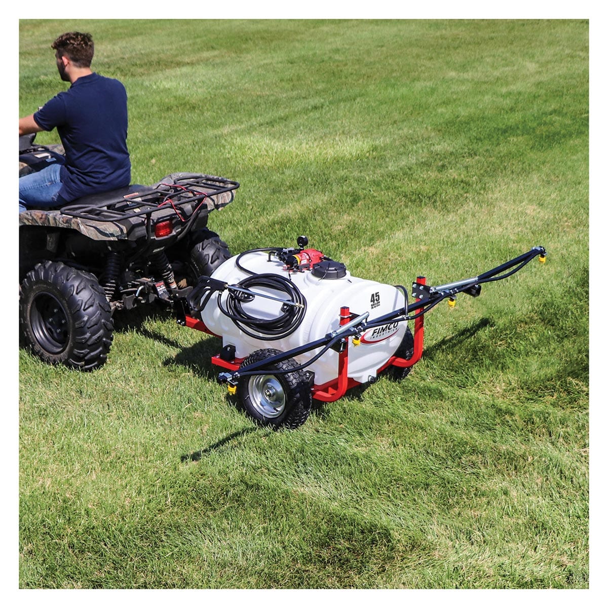 Fimco 45 Gallon Trailer Sprayer with 2.4 GPM Pump, Wand & 4N Boom In Use+++Fimco 45 Gallon Trailer Sprayer with 2.4 GPM Pump, Wand & 4N Boom In Use