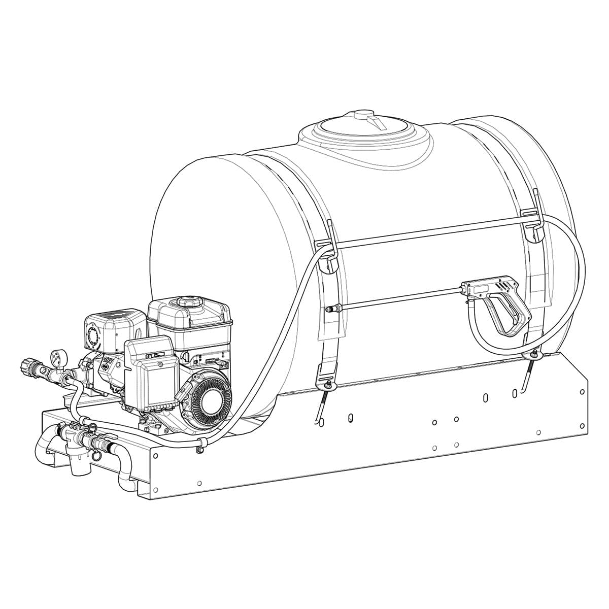 Fimco 110 Gallon Skid Sprayer with 8 Roller Pump & Deluxe Spray Wand