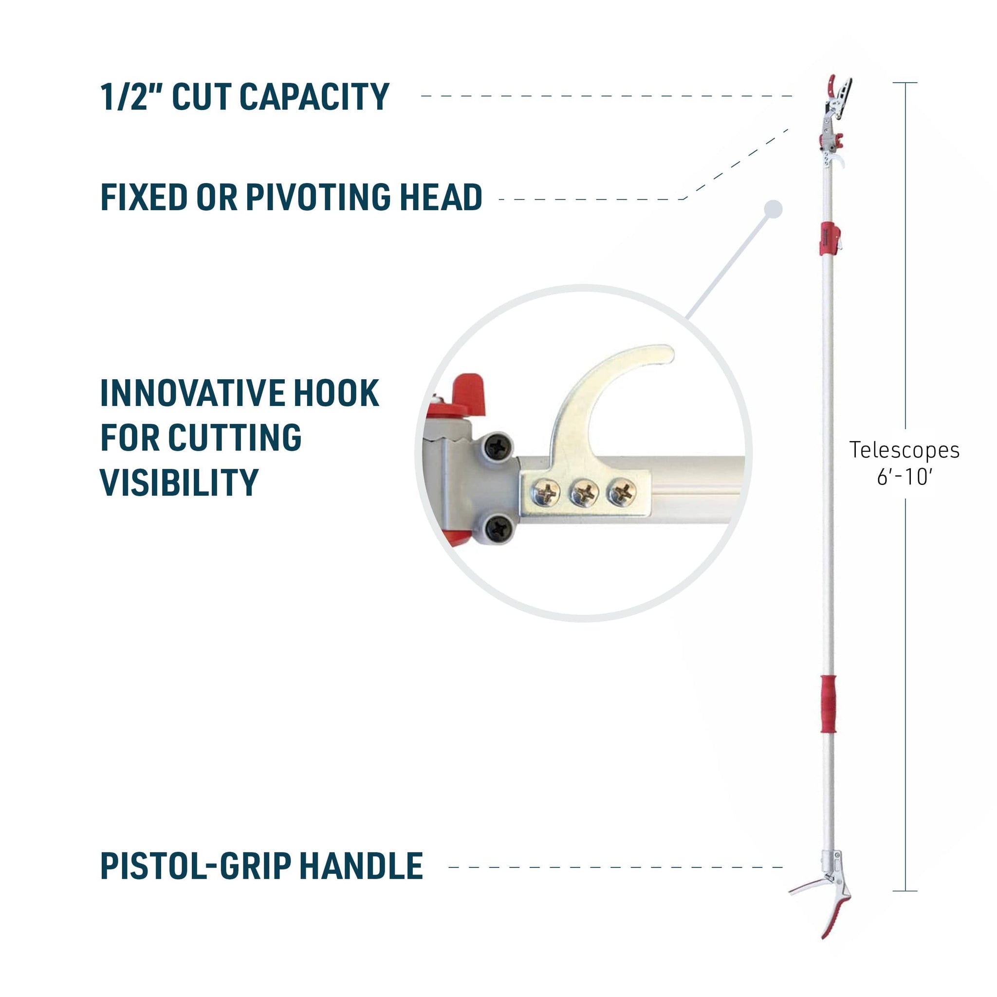 Gemplers Telescoping Long-Reach Bypass Pruner, 6 ft. - 10 ft.