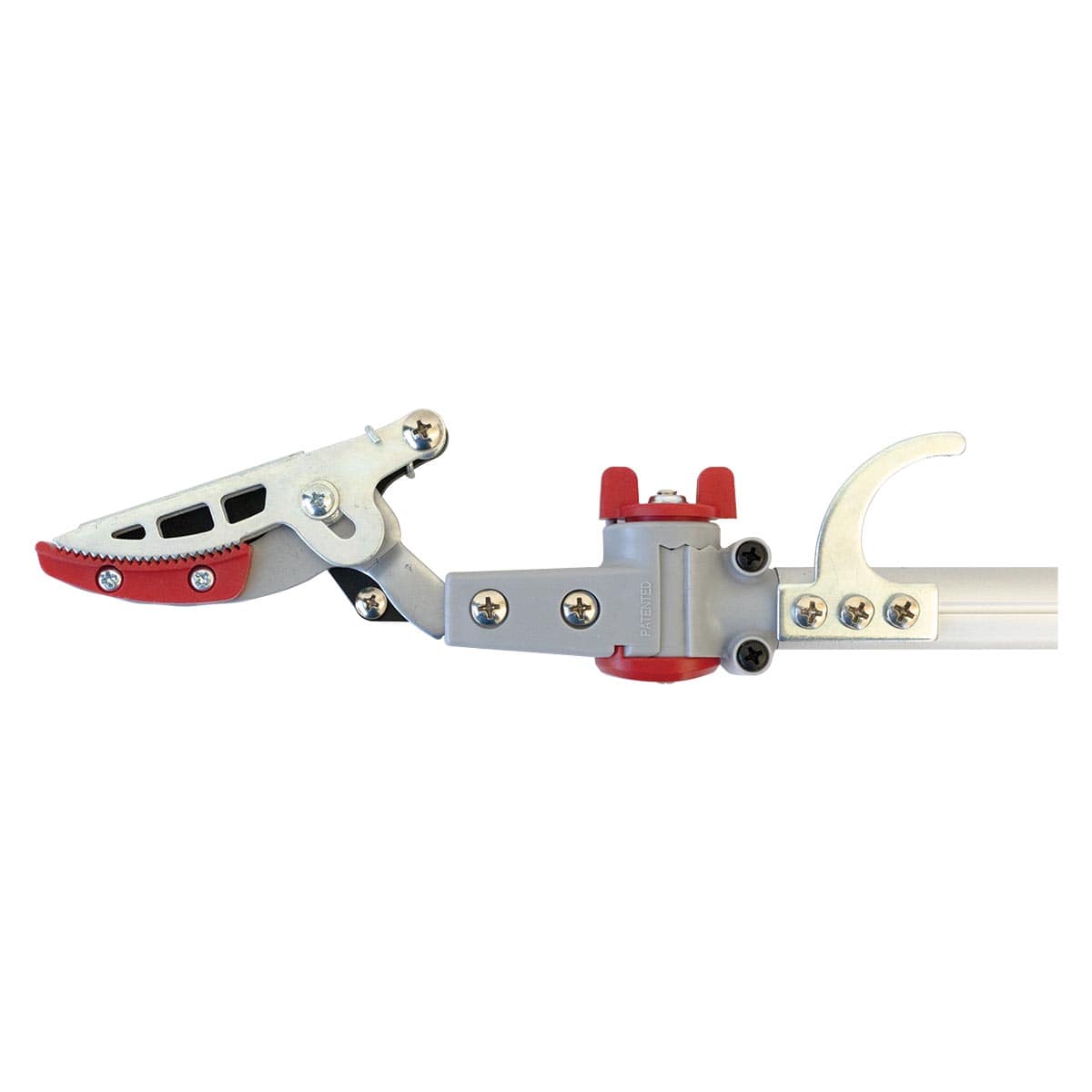 Closeup of closed Gemplers Telescoping Long-Reach Cut-and-Hold Pruner head