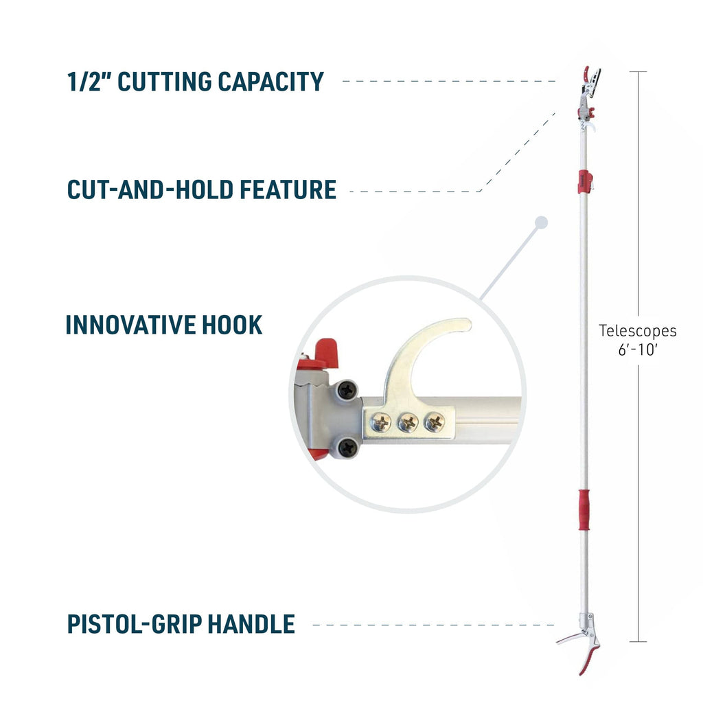 Gemplers Telescoping Long-Reach Cut-and-Hold Pruner, 6 ft. - 10 ft.
