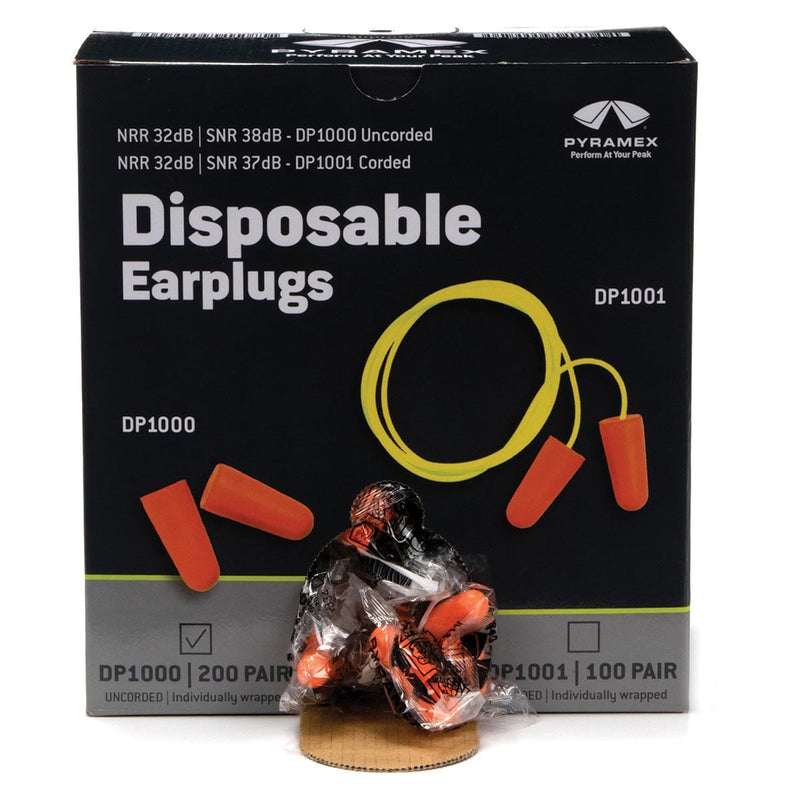 Pyramex Disposable Uncorded Earplugs | 200 Pairs