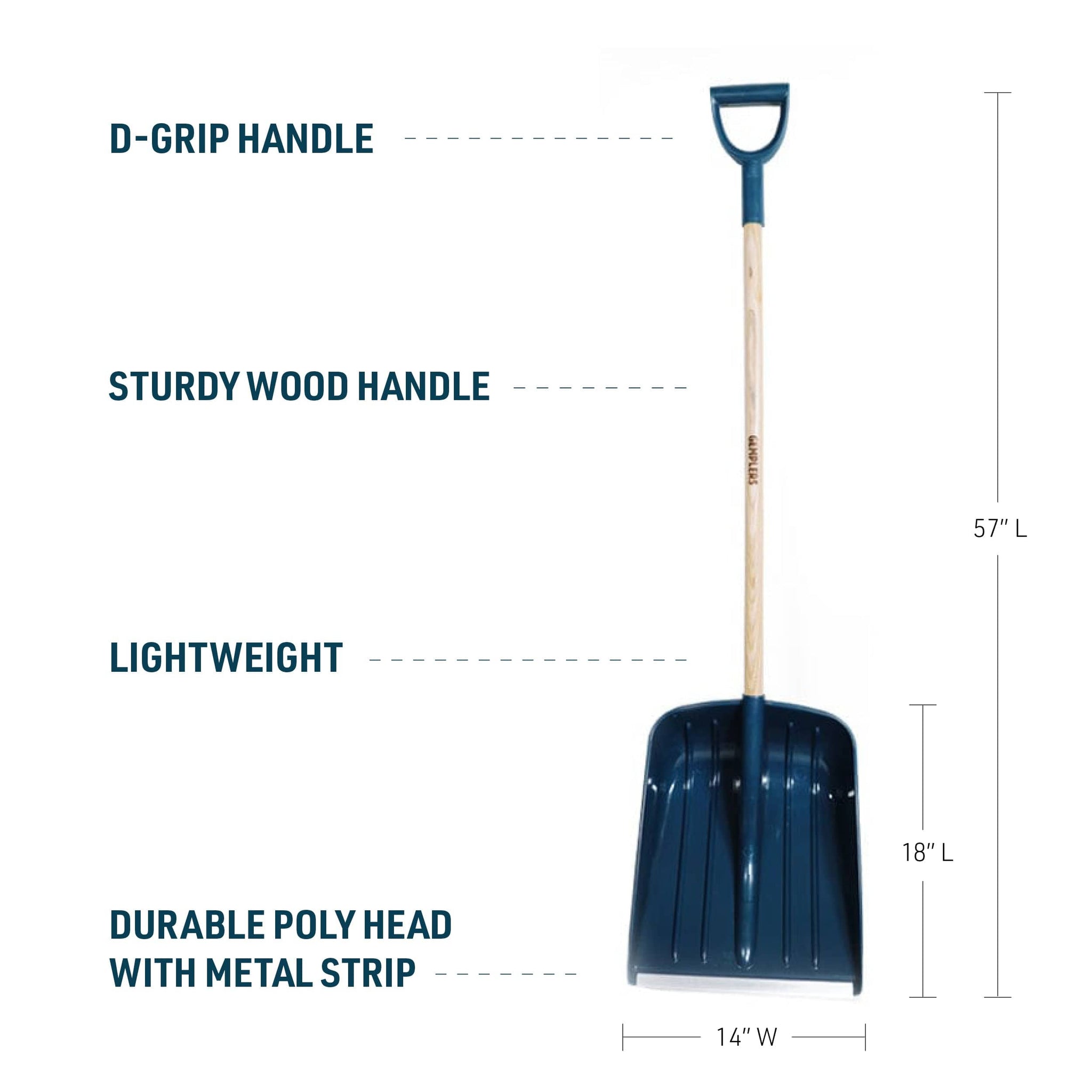 Gemplers Poly Scoop Snow Shovel with Wood Handle
