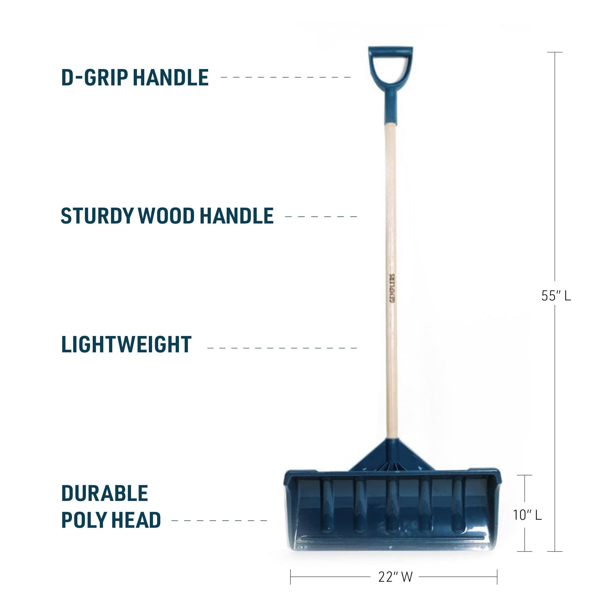 Gemplers 22" Poly Snow Pusher with Wood Handle