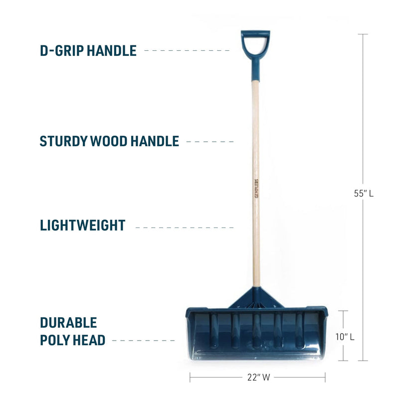 Gemplers 22" Poly Snow Pusher with Wood Handle