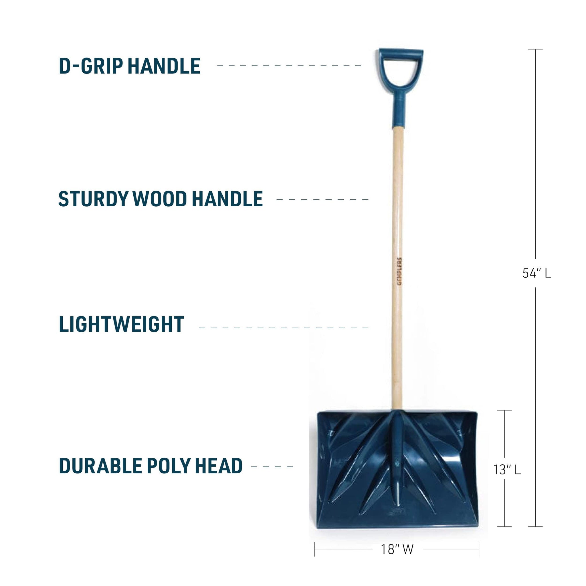 Gemplers 18" Poly Snow Shovel with Wood Handle