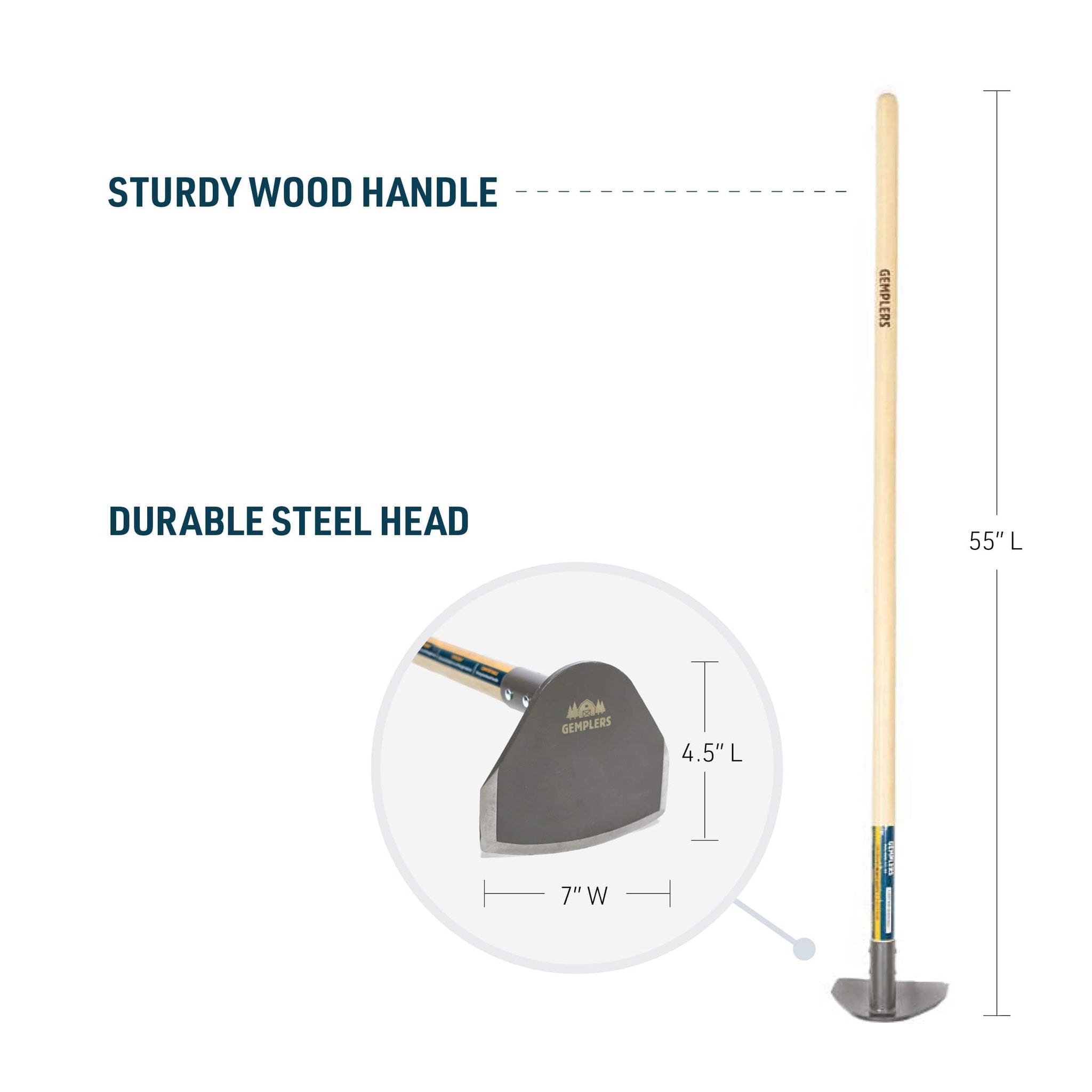 Gemplers 7" Field Hoe with Wood Handle