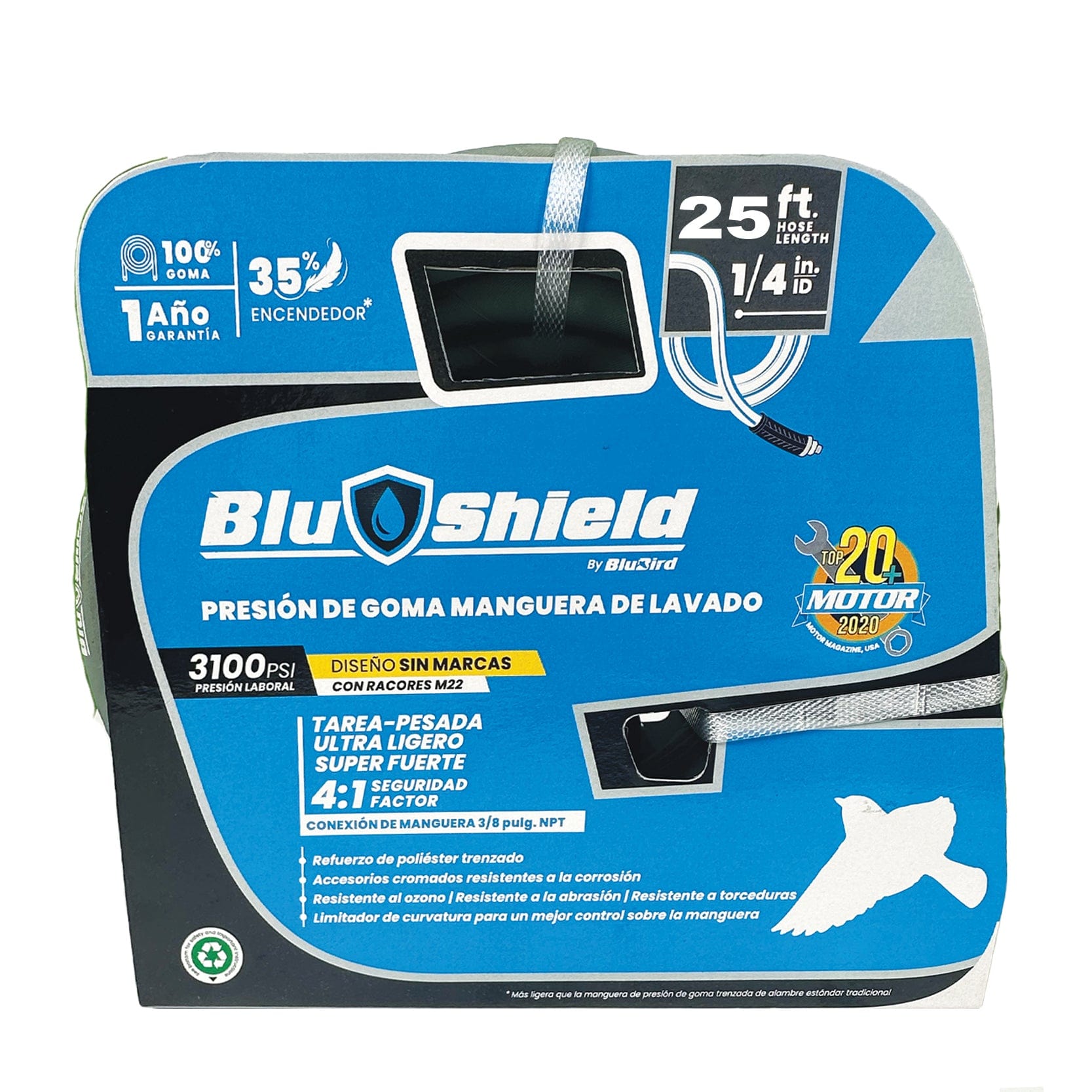 BluShield PSI Rubber Pressure Washer Hose 1/4" 3000