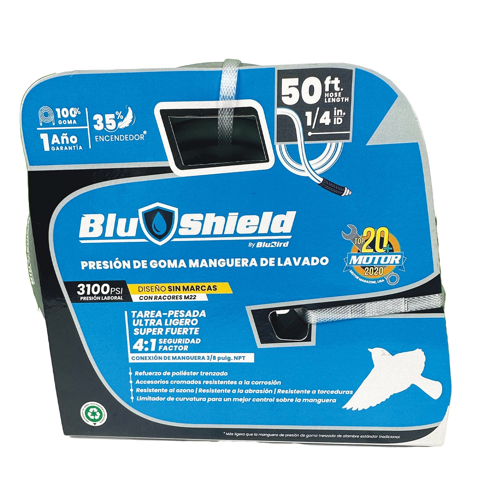 BluShield PSI Rubber Pressure Washer Hose 1/4" 3000