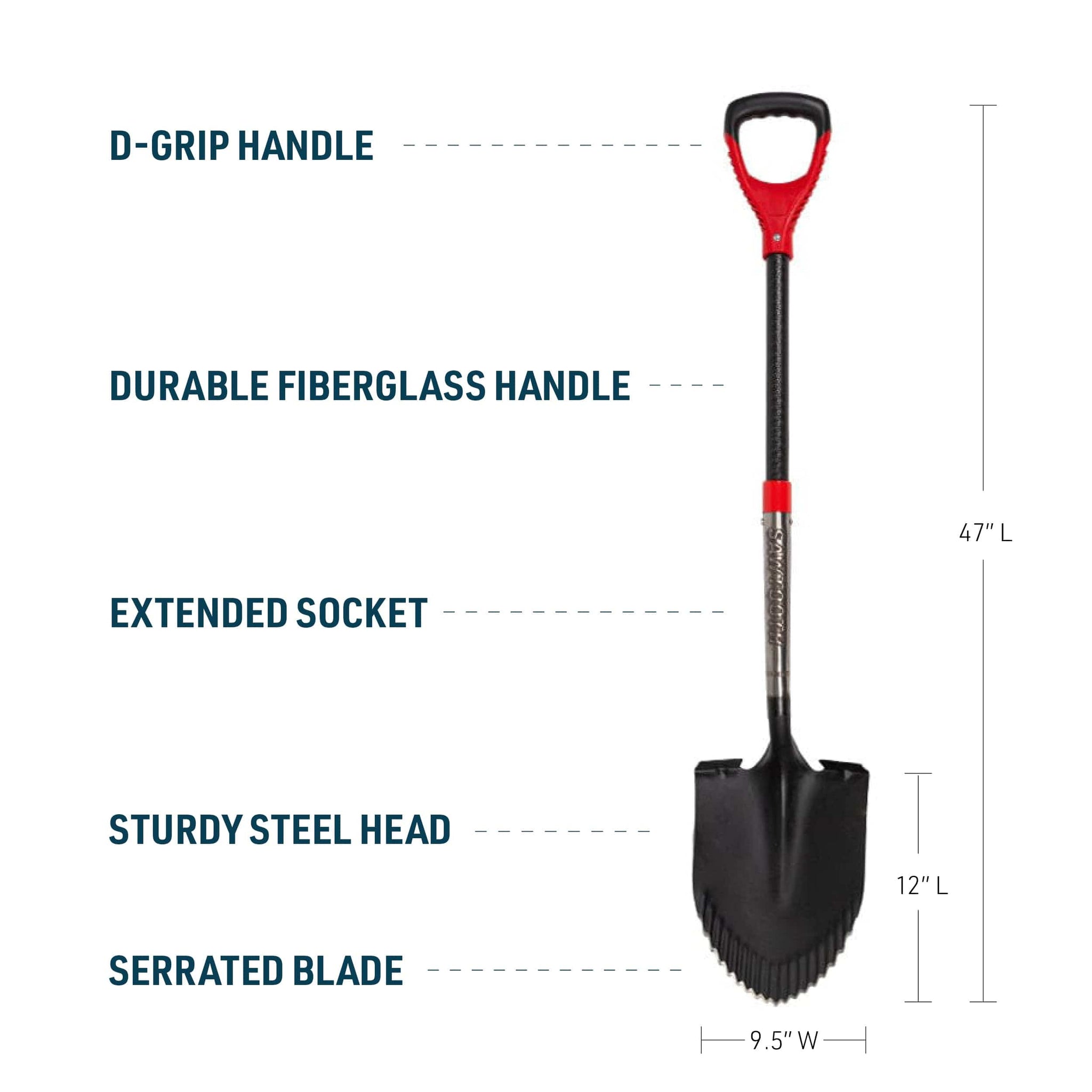 Gemplers Sawtooth Round Point Shovel with D-Grip