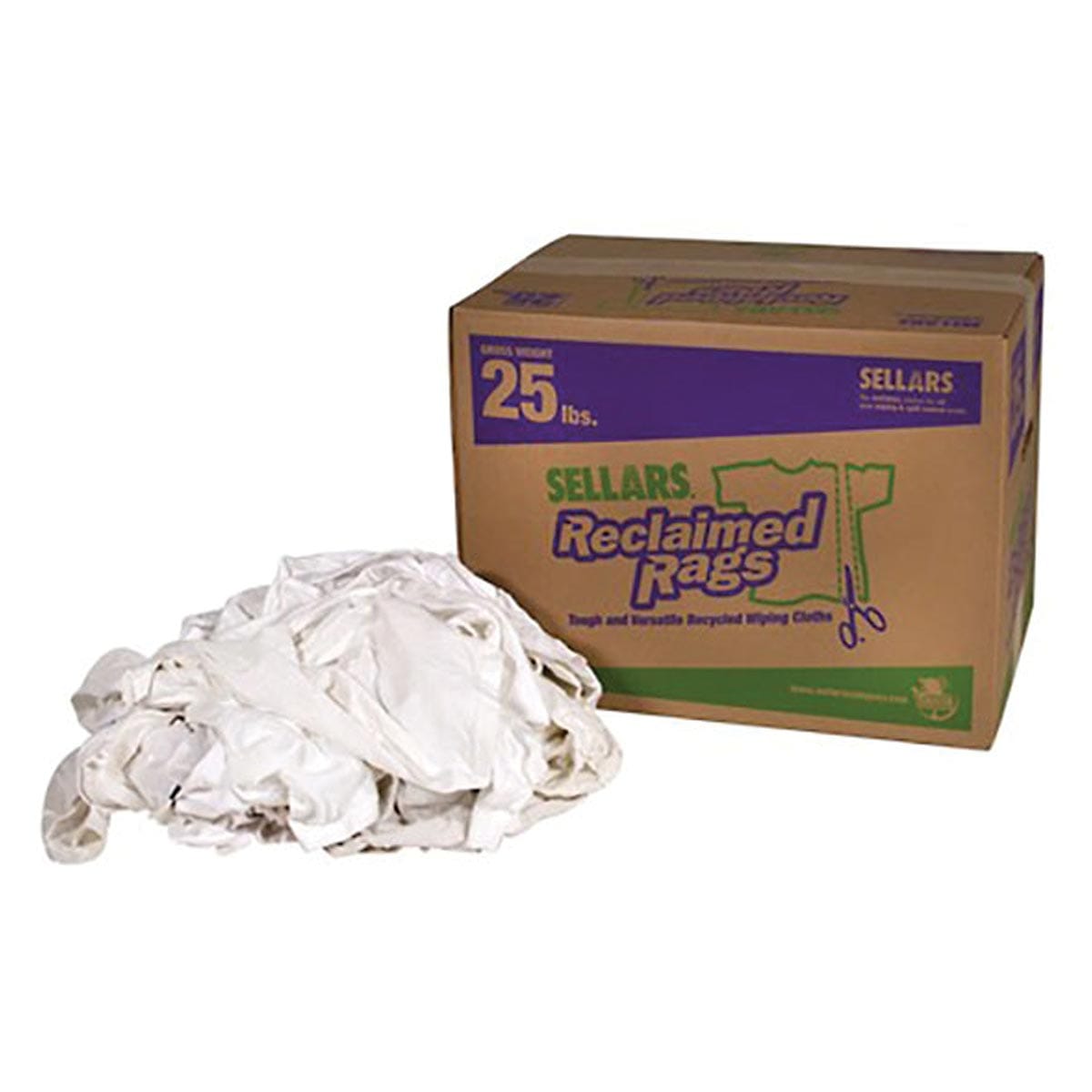 Reclaimed White Knit/T-Shirt Rags | 25-lb Box