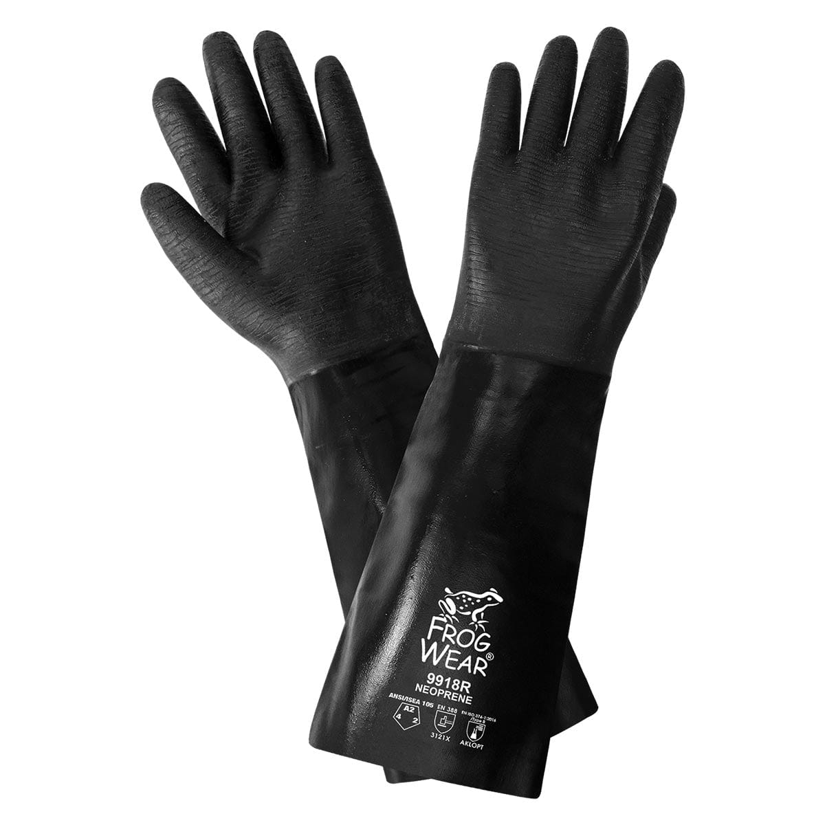 FrogWear® Premium Neoprene Rough Etched Finish 18" Chemical Handling Gloves - 9918R