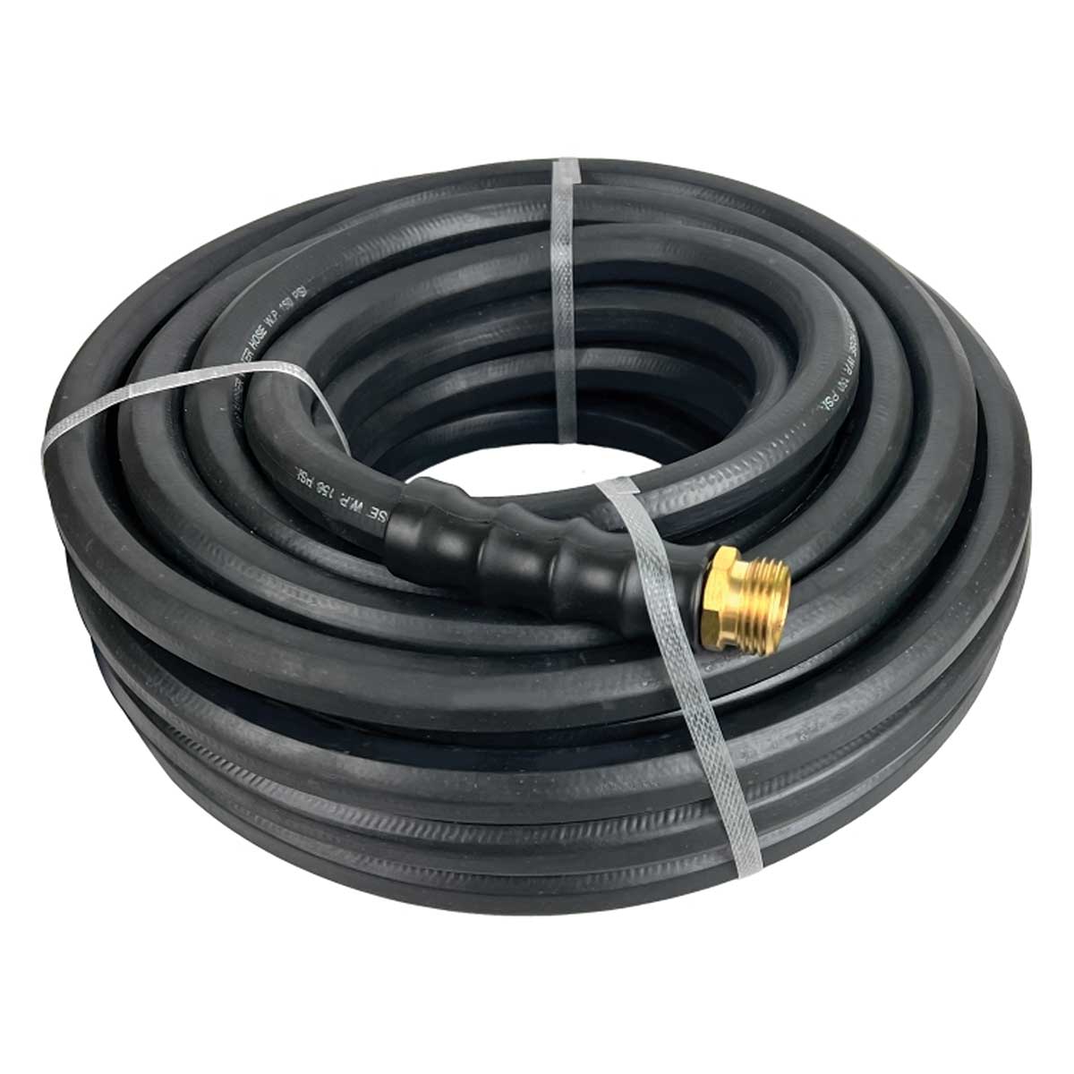 Professional black hose with strengthening ends for big watering jobs.