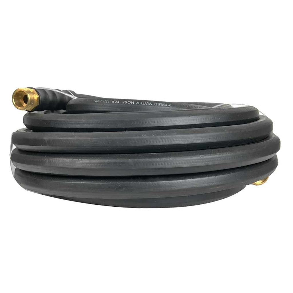 Black hexagonal hose with durable brass fittings.
