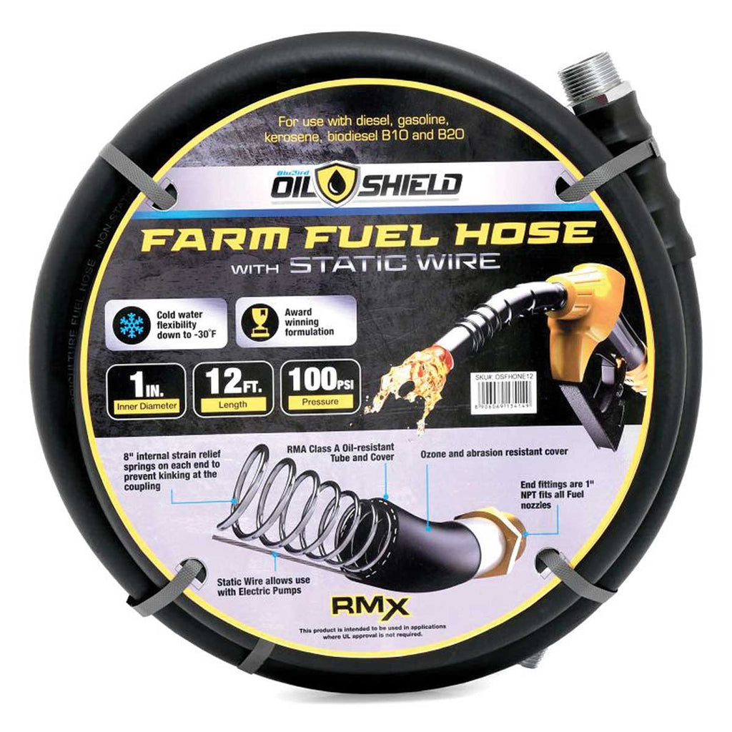 OilShield Rubber Farm Fuel Transfer Hose with Static Wire