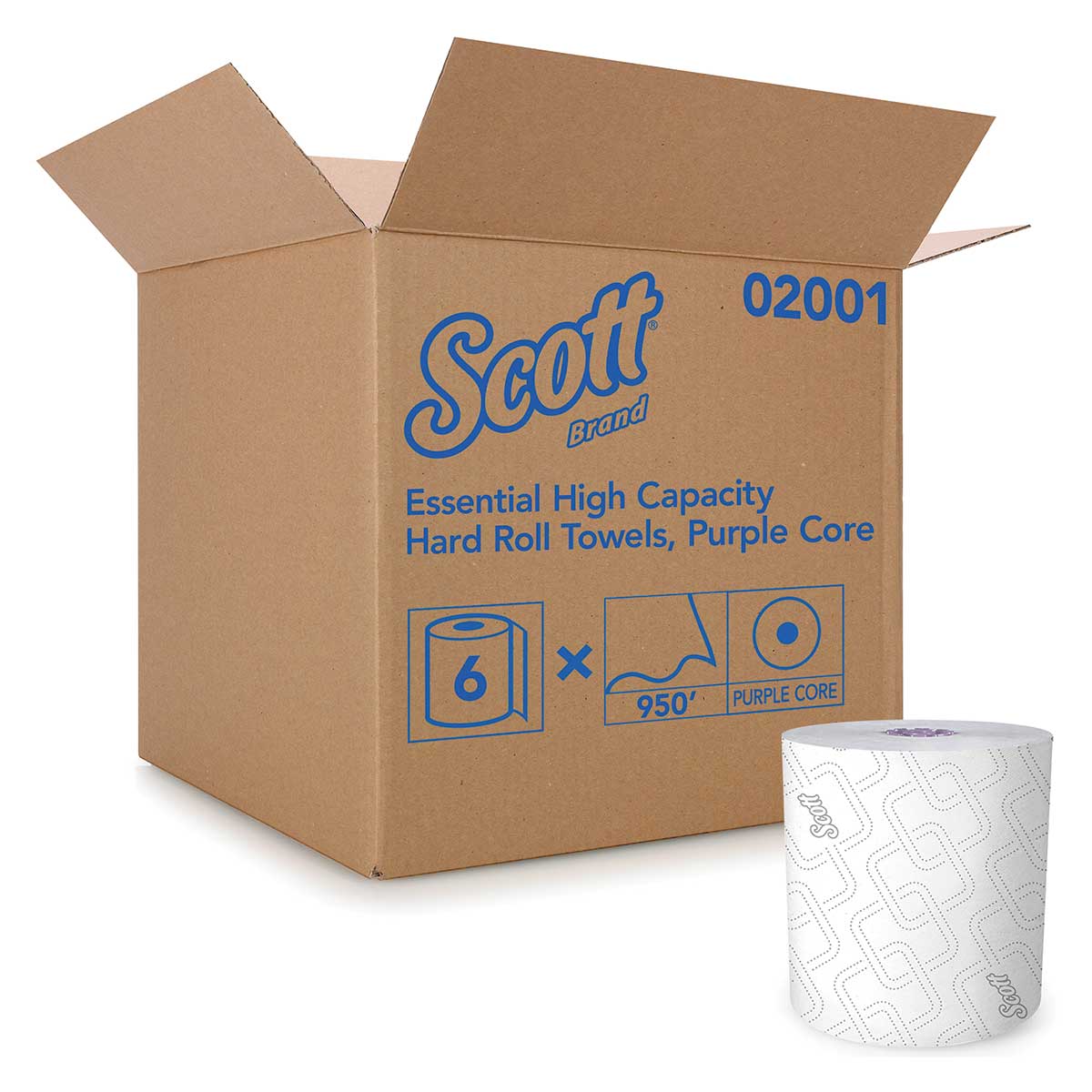 Scott Essential Purple Core High Capacity Hard Roll Towel | 6 count