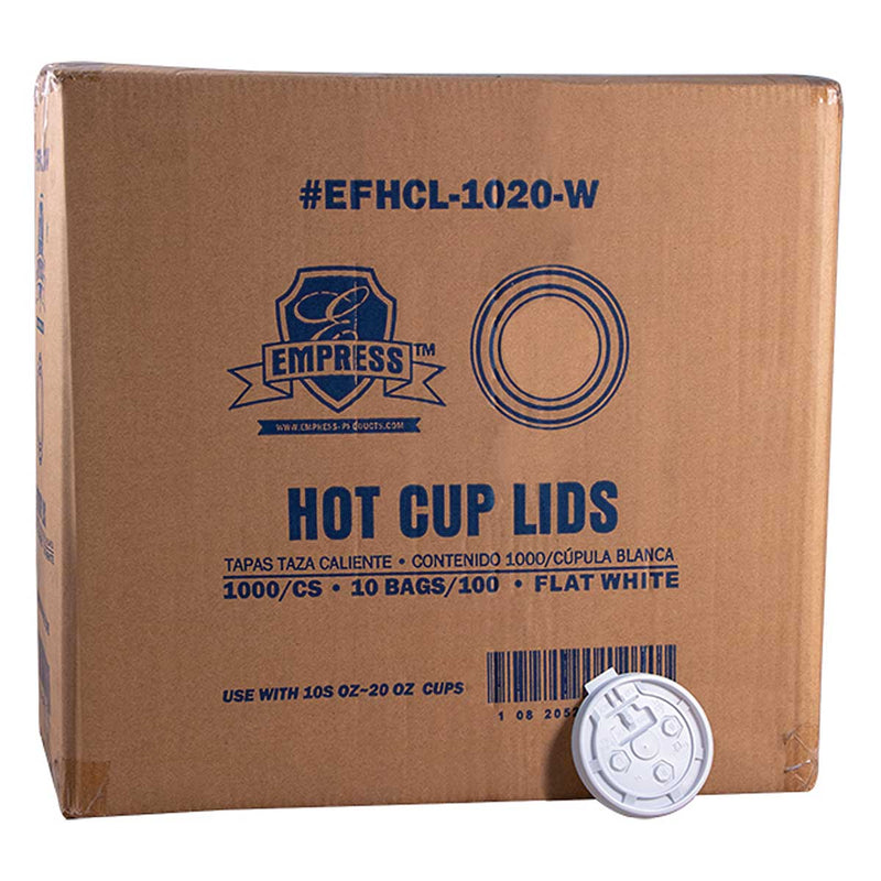 Empress White Flat Lid for 10-20 oz Paper Hot Cup | 1,000 count