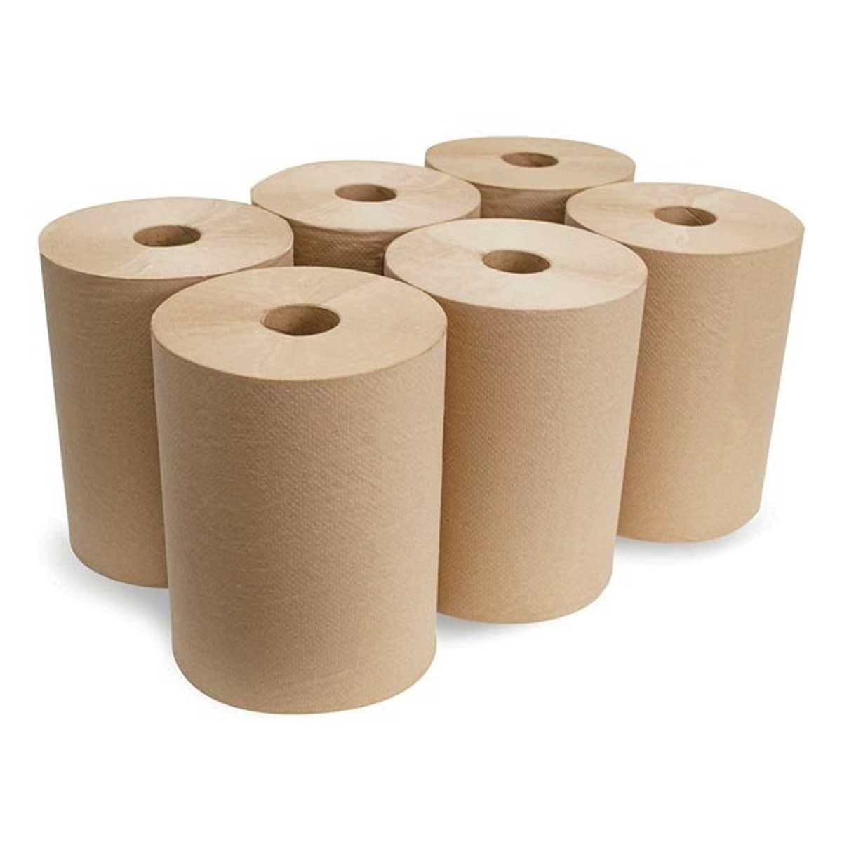Morcon 10" Kraft 1-Ply Hardwound Roll Towel, 800' with 2" Core | 6 Rolls