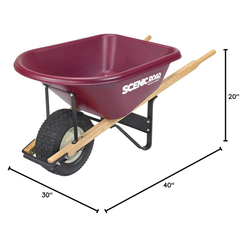 Scenic Road 6 Cu Ft Poly Wheelbarrow with Turf Tire
