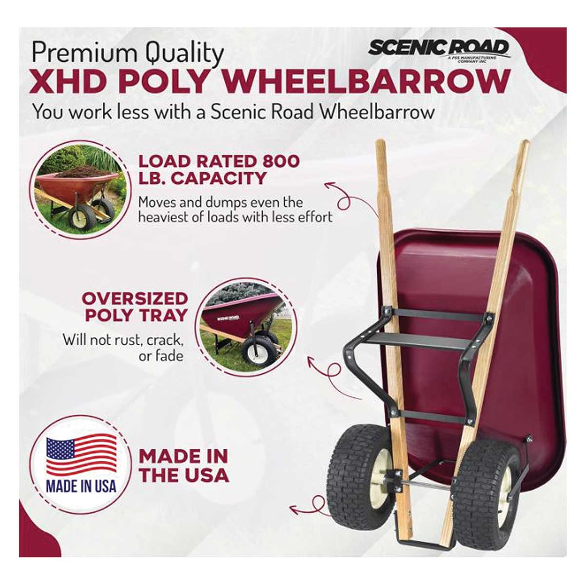 Scenic Road 6 Cu Ft Poly Wheelbarrow with Turf Tire