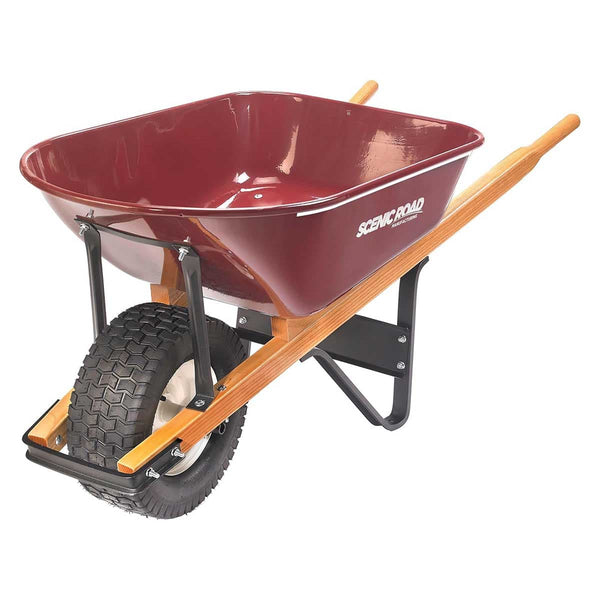 Scenic Road 6 Cu Ft Steel Wheelbarrow with Turf Tire | Gemplers