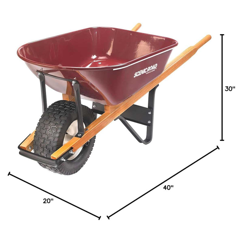 Scenic Road 6 Cu Ft Steel Wheelbarrow with Turf Tire