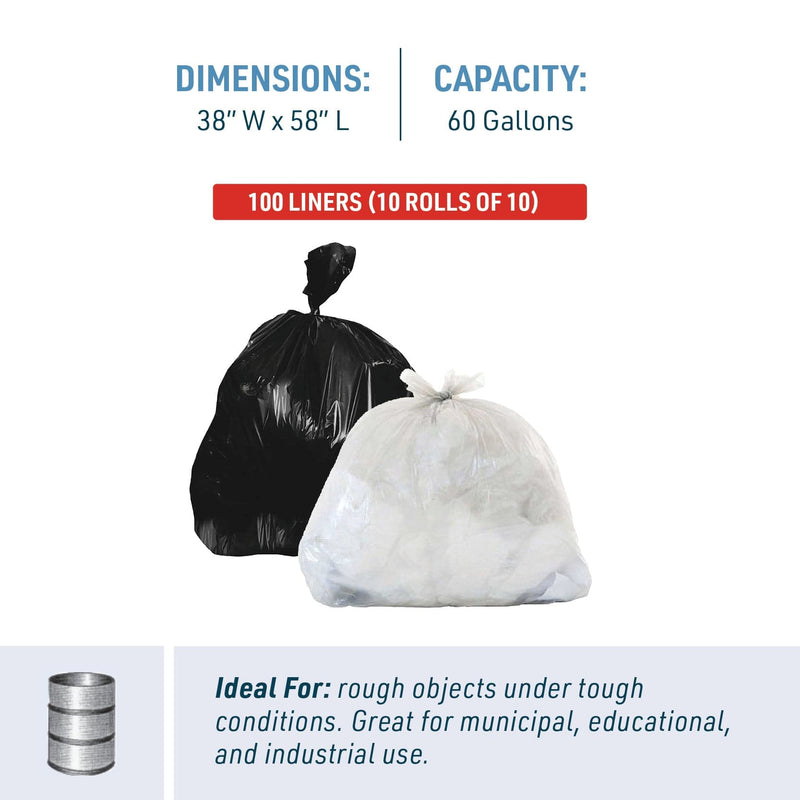 60 Gallon Can Liners 38" x 58" | 100 Count