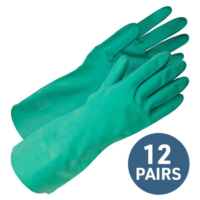 15-mil flocked chemical resistant nitrile gloves. pack of 12