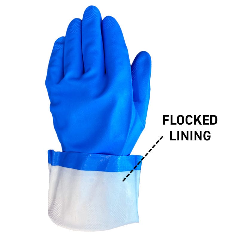 11-mil chemical-resistant glove with flocked lining.