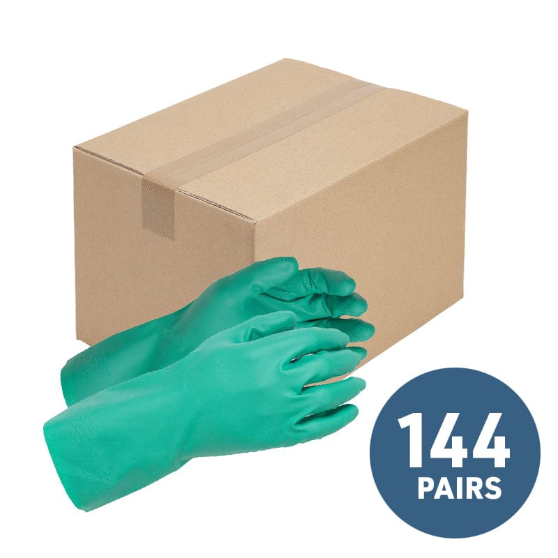 11-mil unlined chemical resistant gloves bulk case. 144 pairs.